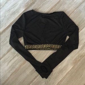 VERSACE PRINT TRIM CROP TOP